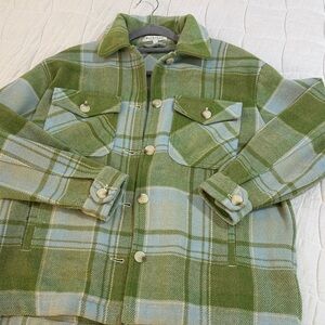 For The Republic Green and Blue Plaid Shacket Jacket Size Small